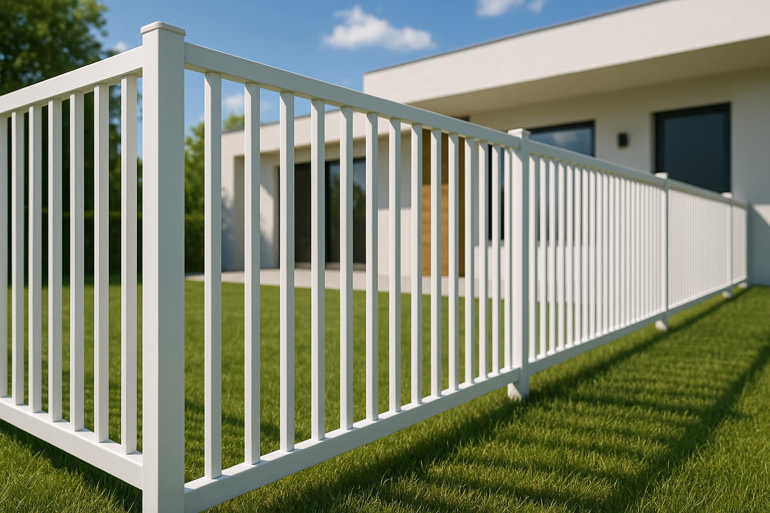 White aluminum fence
